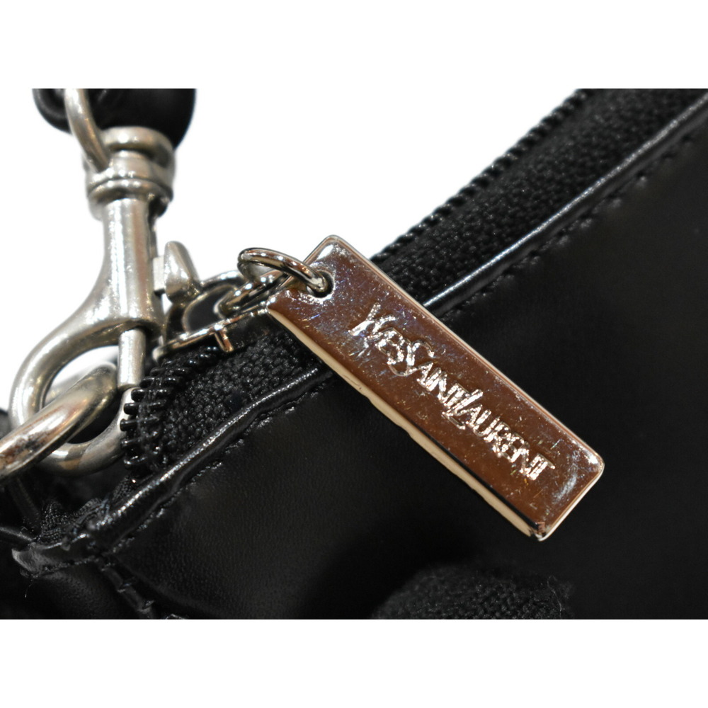 Saint Laurent Shoulder YEVS Leather Handbag Black One Classic Hobo Bag - Picture 6 of 7
